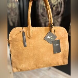 🔥🔥NWT-CLAUDIA FIRENZE, VIRAL “CARAMEL”,  Made In Italy Suede MARGUAX Satchel